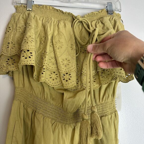 NWT Happy X Nature Kate Hudson Halter Jumpsuit Womens S Eyelet Ruffles Boho - Picture 2 of 12